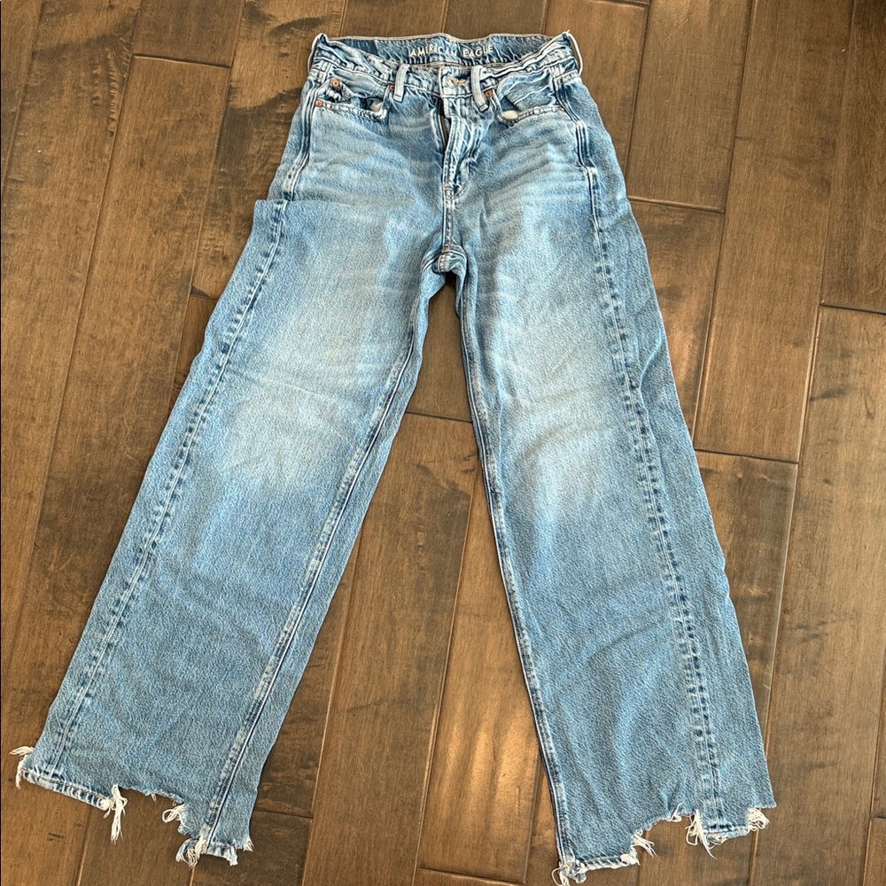 American Eagle Outfitters Blue Super High Rise Baggy Wide Leg Jeans